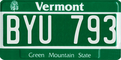 VT license plate BYU793
