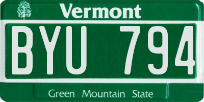VT license plate BYU794