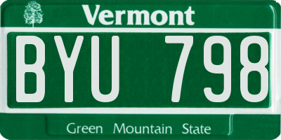 VT license plate BYU798