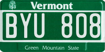VT license plate BYU808