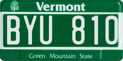 VT license plate BYU810