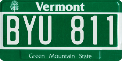 VT license plate BYU811