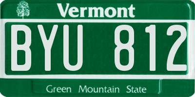 VT license plate BYU812