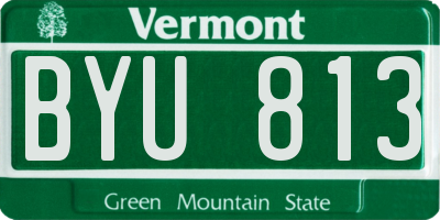 VT license plate BYU813