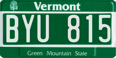 VT license plate BYU815