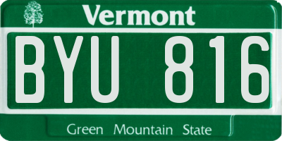 VT license plate BYU816