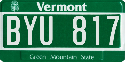 VT license plate BYU817