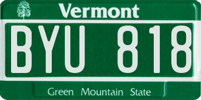VT license plate BYU818