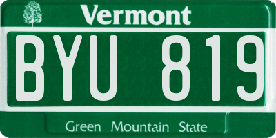 VT license plate BYU819