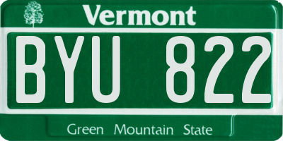 VT license plate BYU822