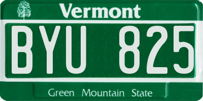 VT license plate BYU825