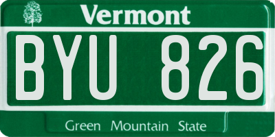 VT license plate BYU826