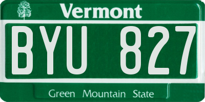 VT license plate BYU827