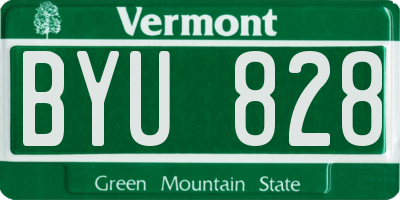 VT license plate BYU828