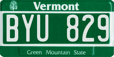VT license plate BYU829