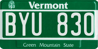 VT license plate BYU830