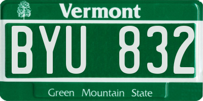 VT license plate BYU832