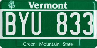 VT license plate BYU833