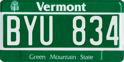 VT license plate BYU834
