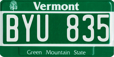 VT license plate BYU835