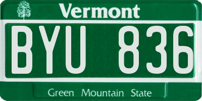 VT license plate BYU836