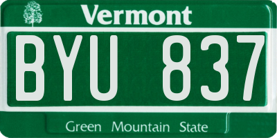 VT license plate BYU837