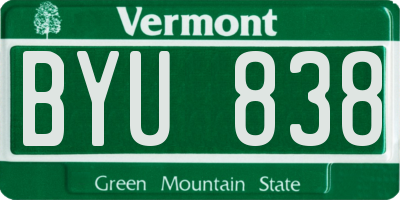 VT license plate BYU838