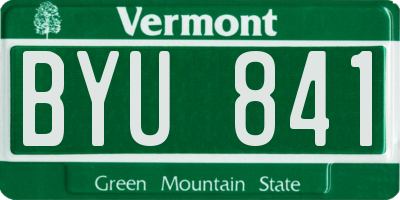 VT license plate BYU841