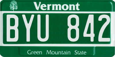 VT license plate BYU842