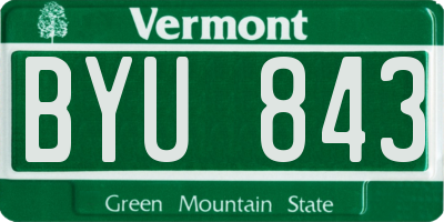 VT license plate BYU843