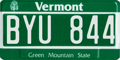 VT license plate BYU844