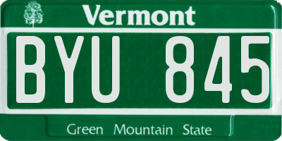 VT license plate BYU845