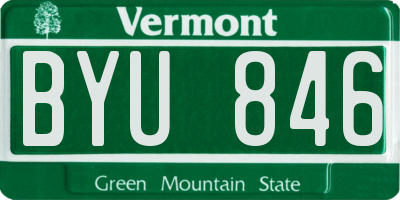 VT license plate BYU846