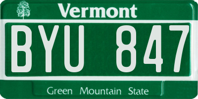 VT license plate BYU847
