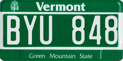 VT license plate BYU848