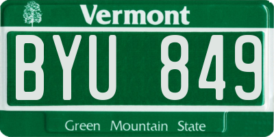VT license plate BYU849