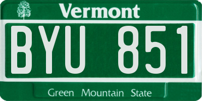 VT license plate BYU851