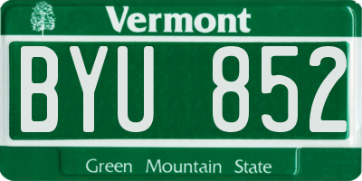 VT license plate BYU852