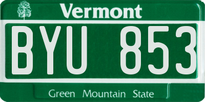 VT license plate BYU853