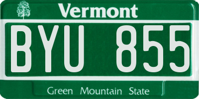 VT license plate BYU855
