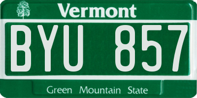 VT license plate BYU857