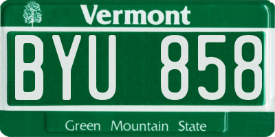 VT license plate BYU858