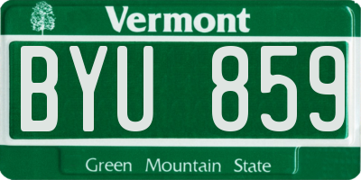 VT license plate BYU859