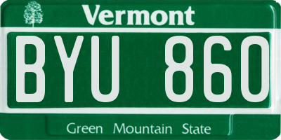VT license plate BYU860
