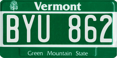 VT license plate BYU862