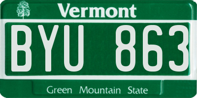 VT license plate BYU863