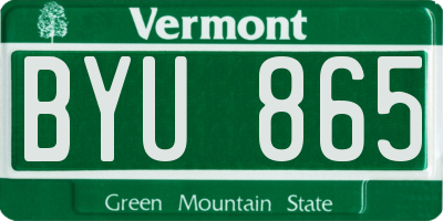 VT license plate BYU865