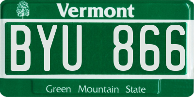 VT license plate BYU866
