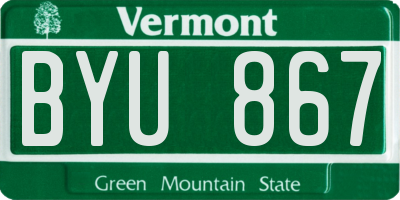 VT license plate BYU867