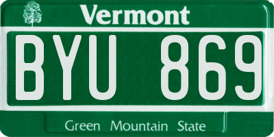 VT license plate BYU869